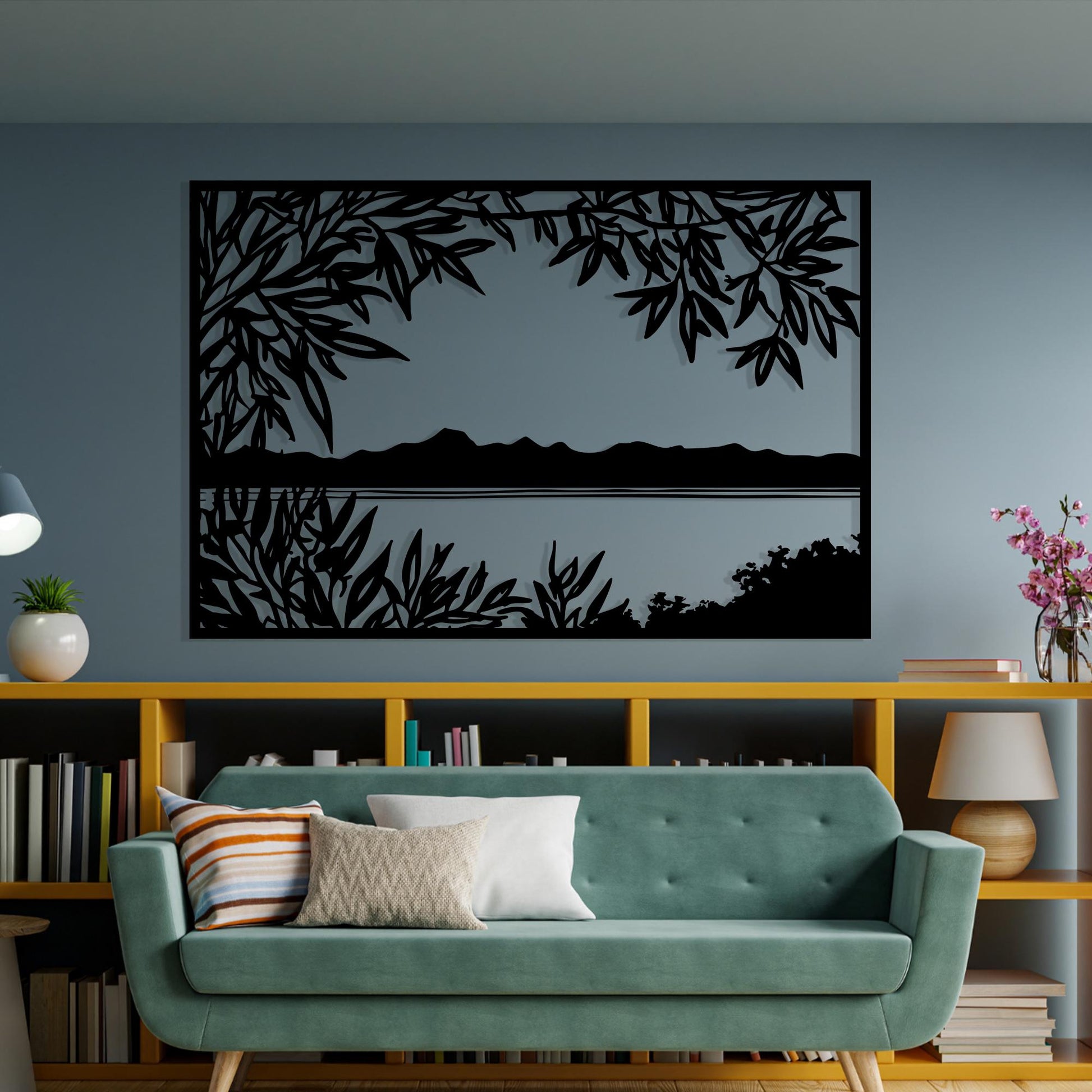 Lake View Rectangle Metal Wall Art, Nature Scene Home Decor for Living Room | Wallsignature