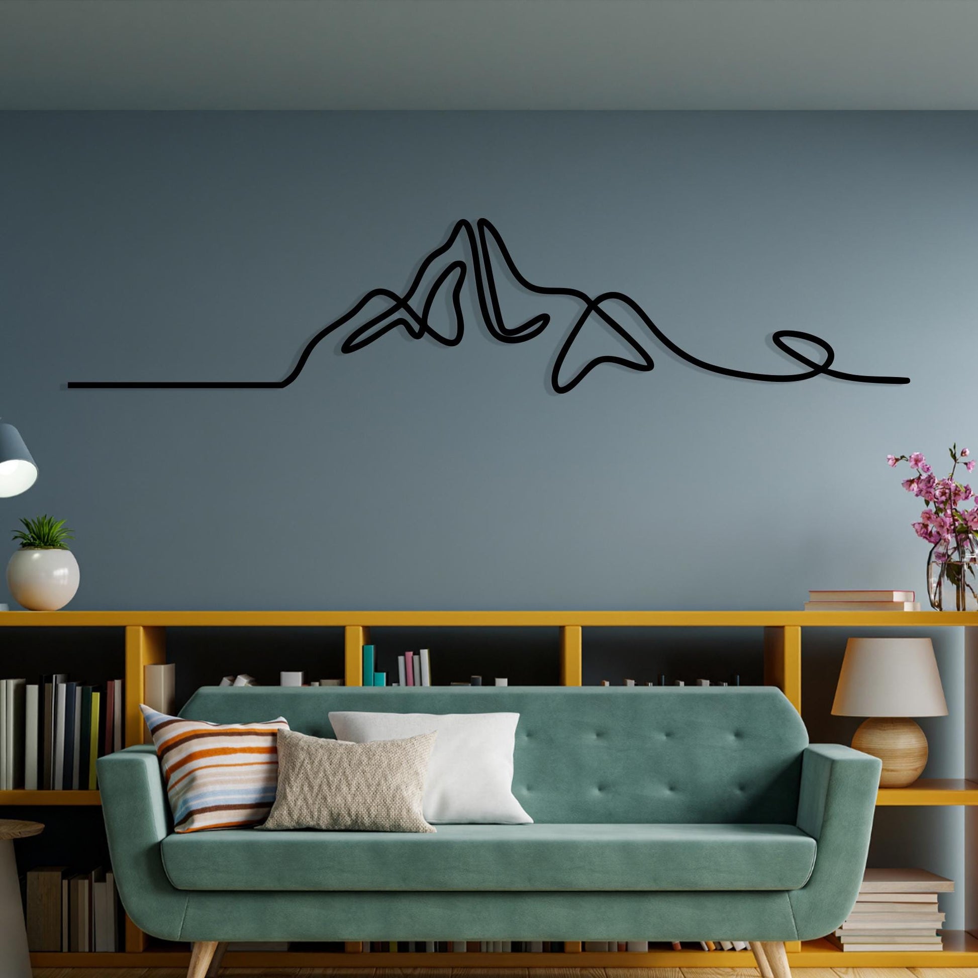 Minimalist Mountain Metal Wall Art – laser-cut steel wall decor