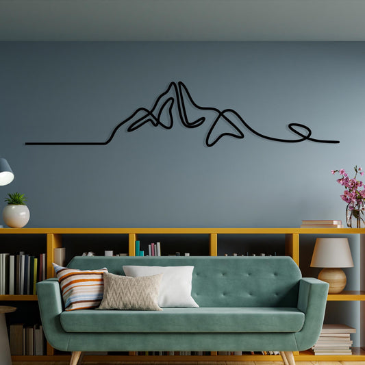 Minimalist Mountain Metal Wall Art – laser-cut steel wall decor