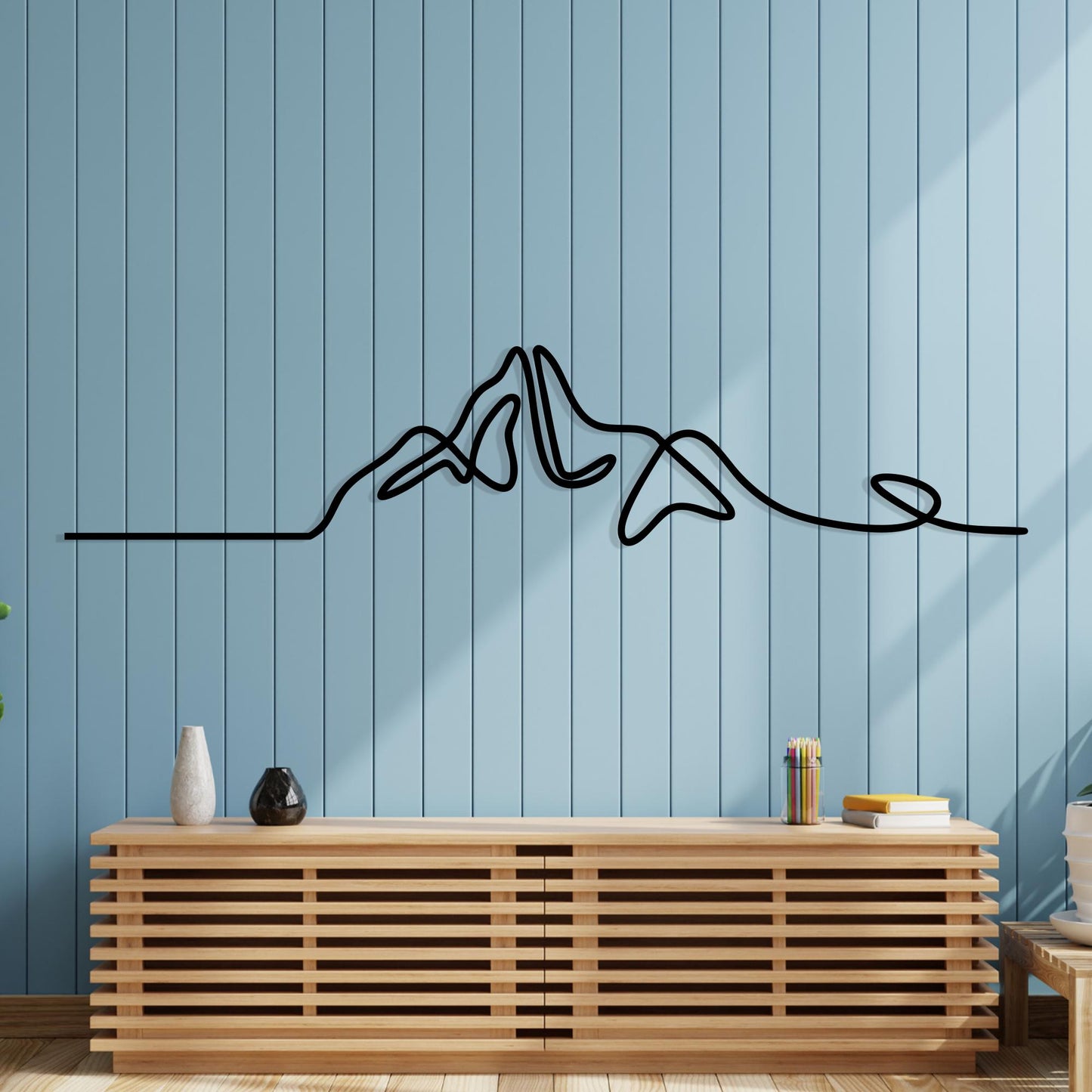 Modern Metal Mountain Line Art, Abstract Wall Decor, Housewarming Gift | Wallsignature