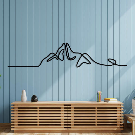 Modern Metal Mountain Line Art, Abstract Wall Decor, Housewarming Gift | Wallsignature