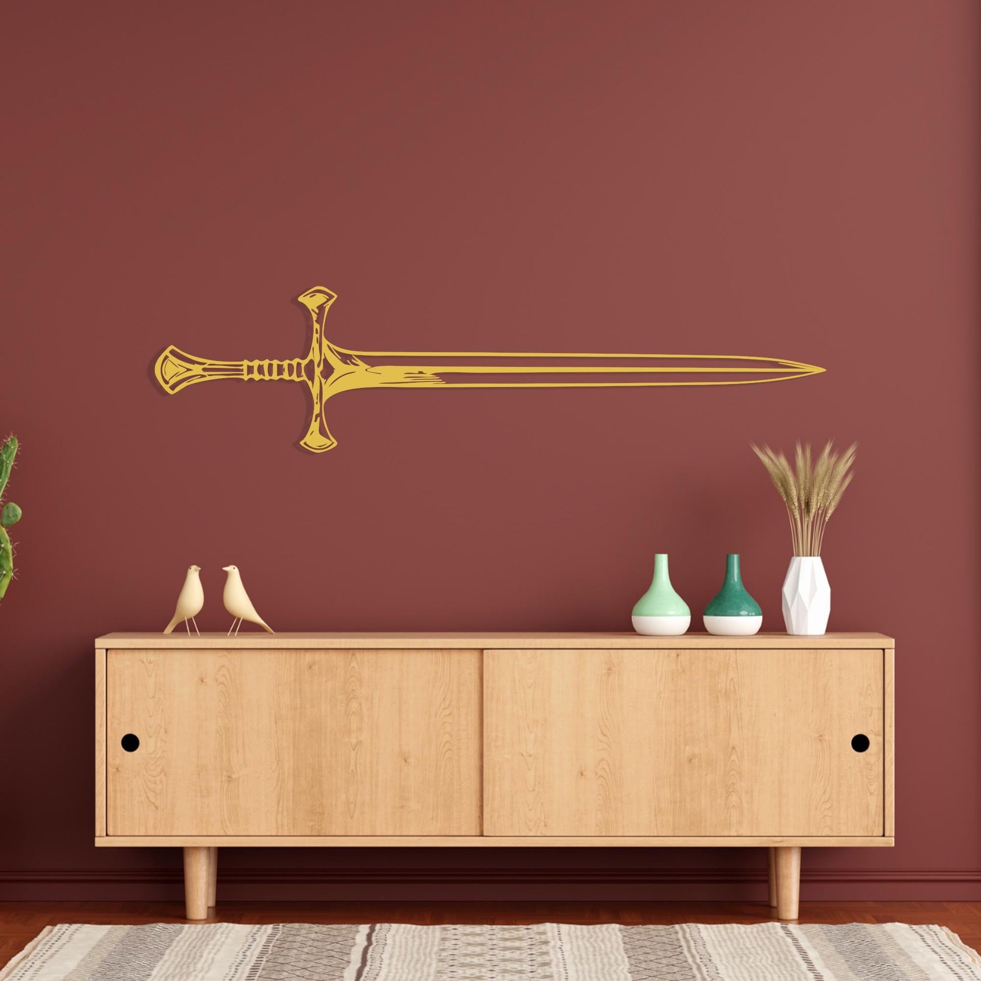 Steel Medieval Sword Wall Art, Fantasy Home Decor, Unique Birthday Gift | Wallsignature