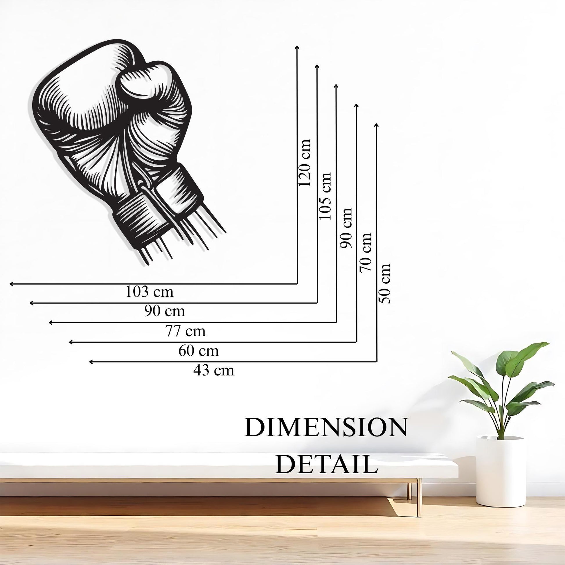 Boxing Glove Metal Wall Art detail of the metal edge