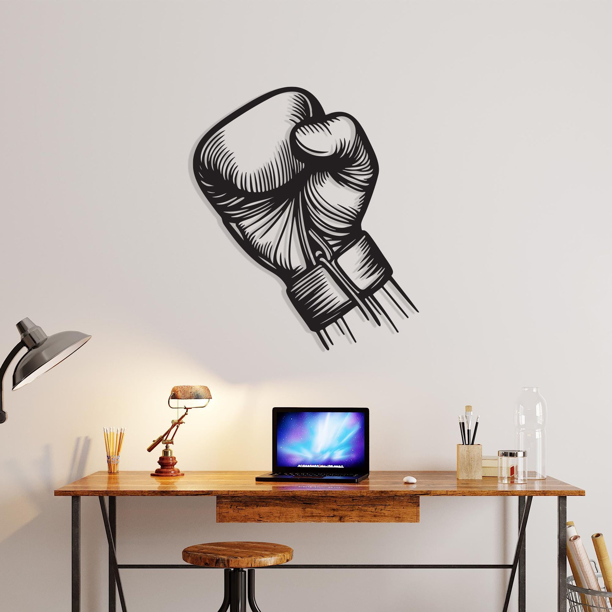 Boxing Glove Metal Wall Art, Modern Gym Room Decor, Unique Birthday Gift | Wallsignature