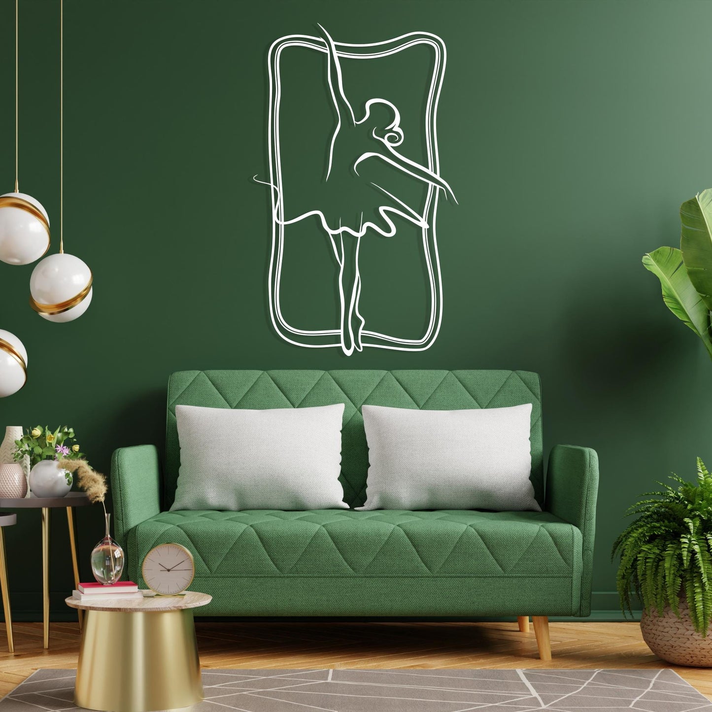 Metal Ballerina Wall Art in a modern hallway