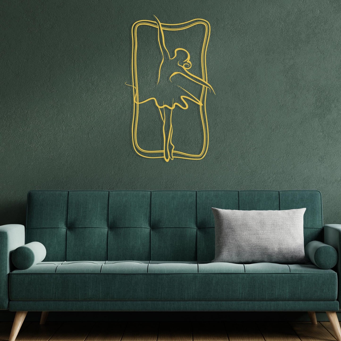 Metal Ballerina Wall Art hanging hardware and mounting detail