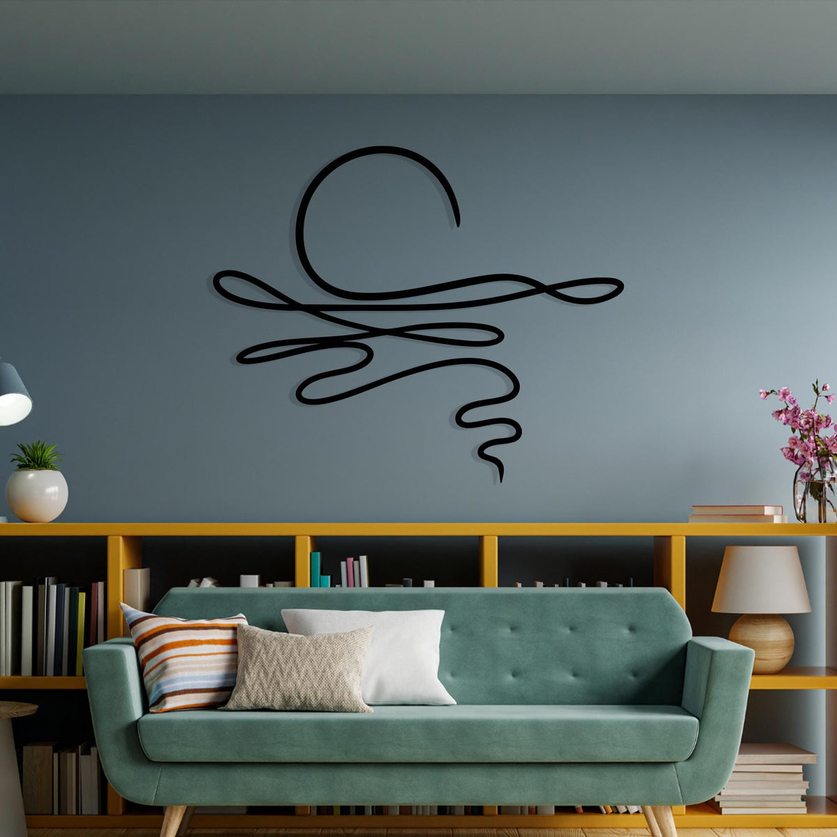 Abstract Sun Metal Wall Art bedroom interior styling