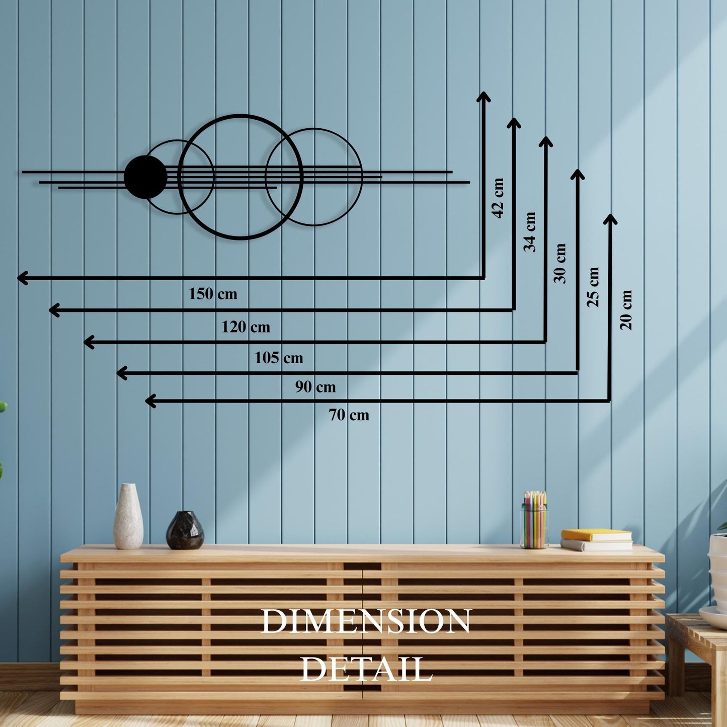 Geometric Metal Wall Art hanging hardware and mounting detail