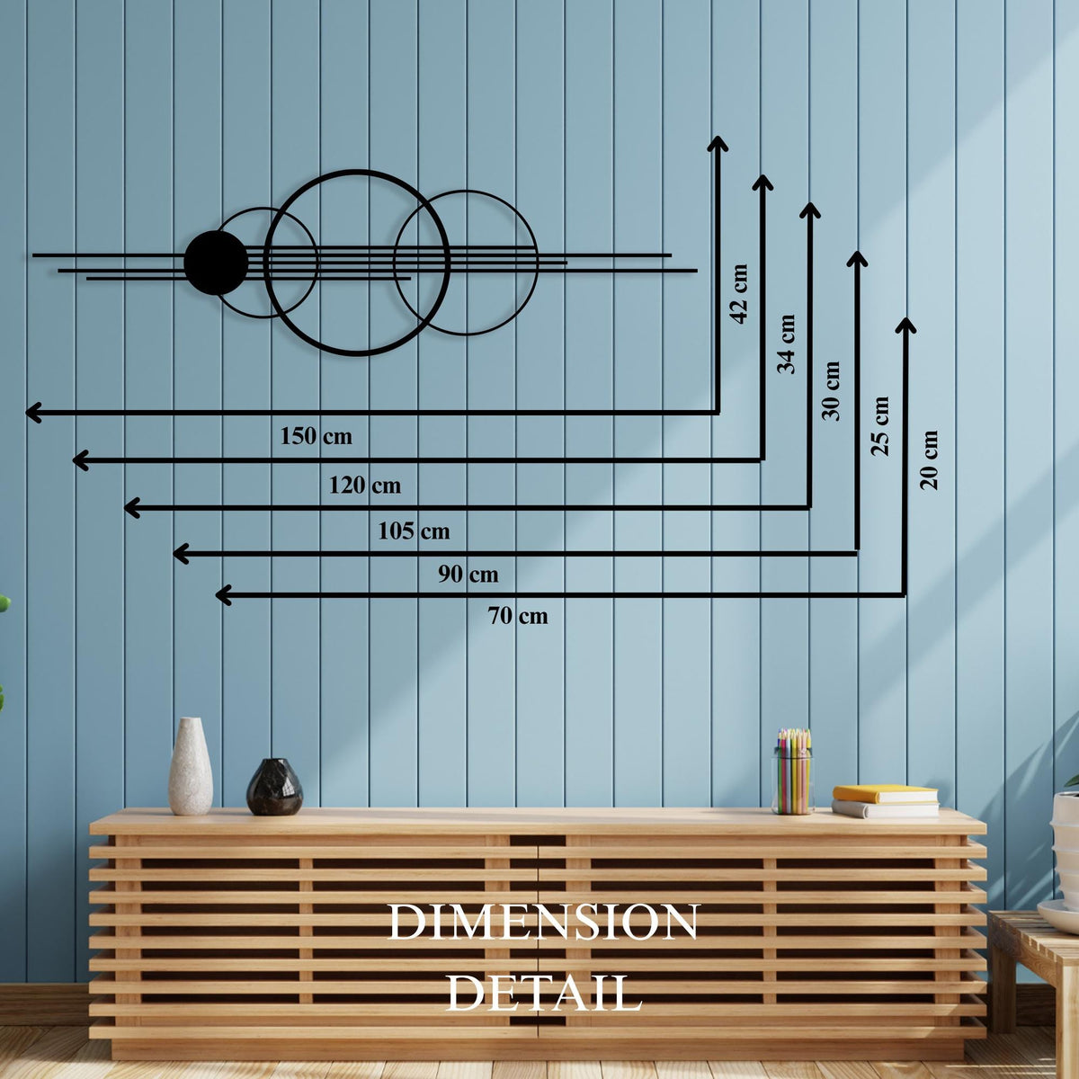 Geometric Metal Wall Art hanging hardware and mounting detail
