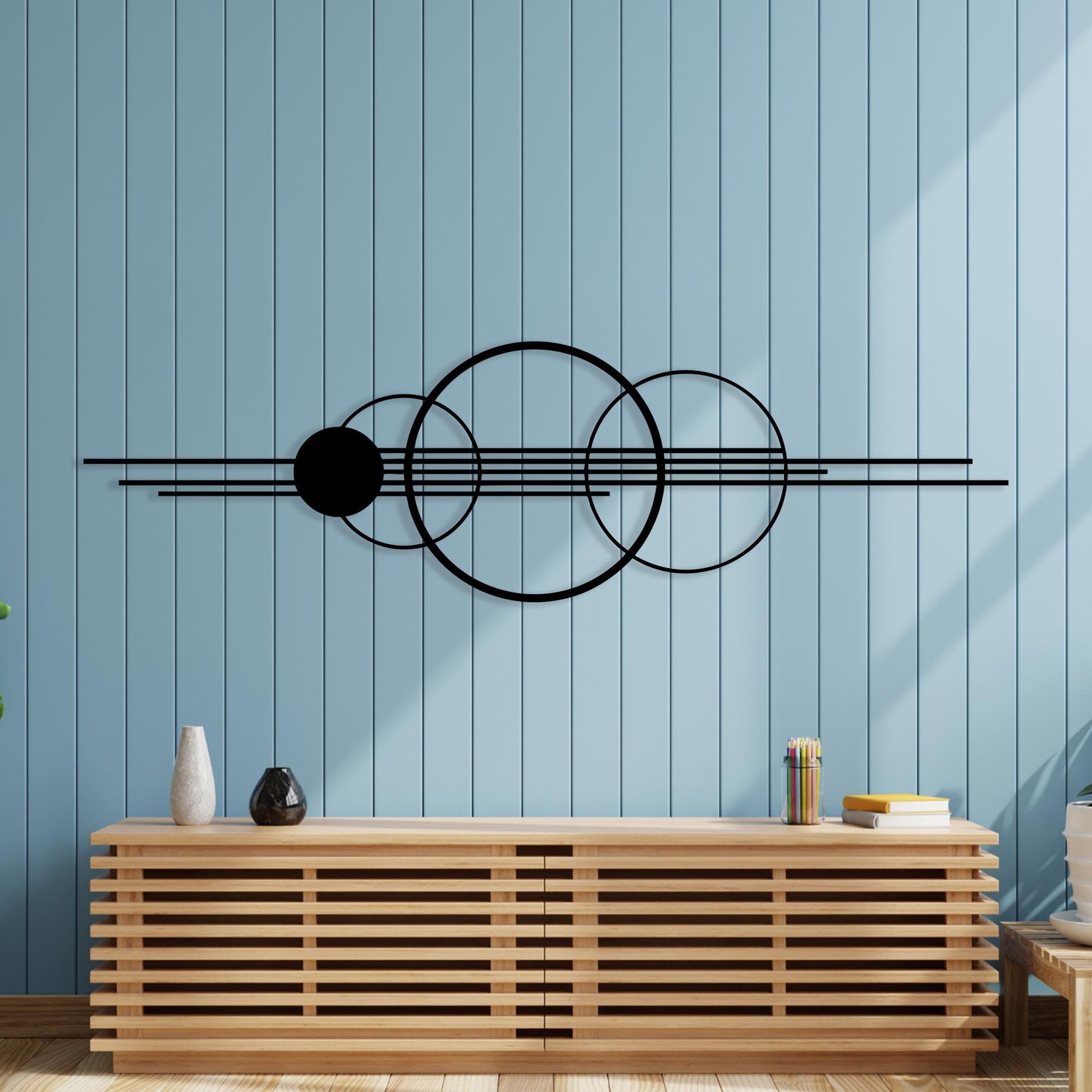 Geometric Metal Wall Art, Circle and Line Modern Home Decor, Housewarming Gift | Wallsignature