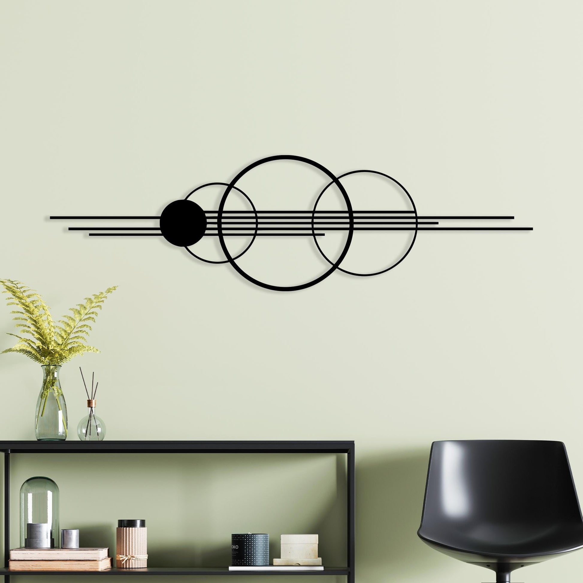 Geometric Metal Wall Art, Circle and Line Modern Home Decor, Housewarming Gift | Wallsignature