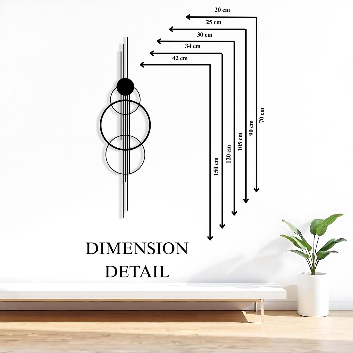 Minimalist Geometric Metal Wall Art in a modern hallway