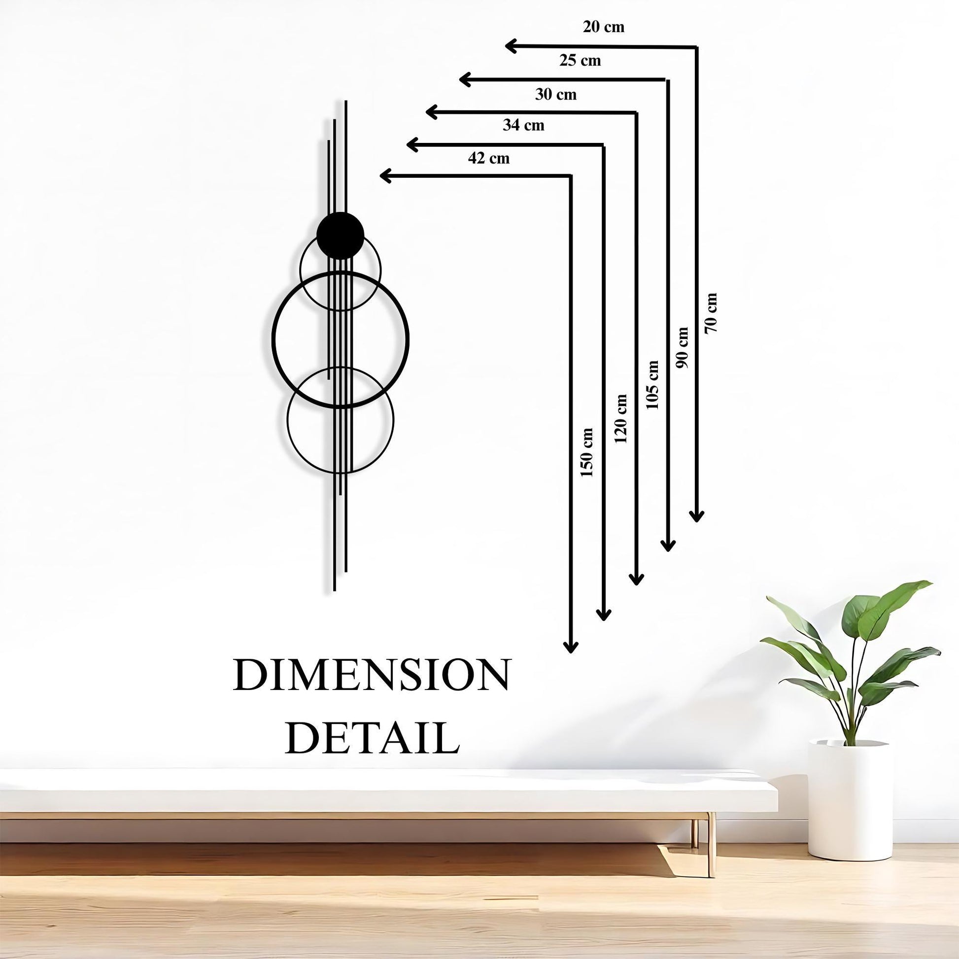 Minimalist Geometric Metal Wall Art in a modern hallway