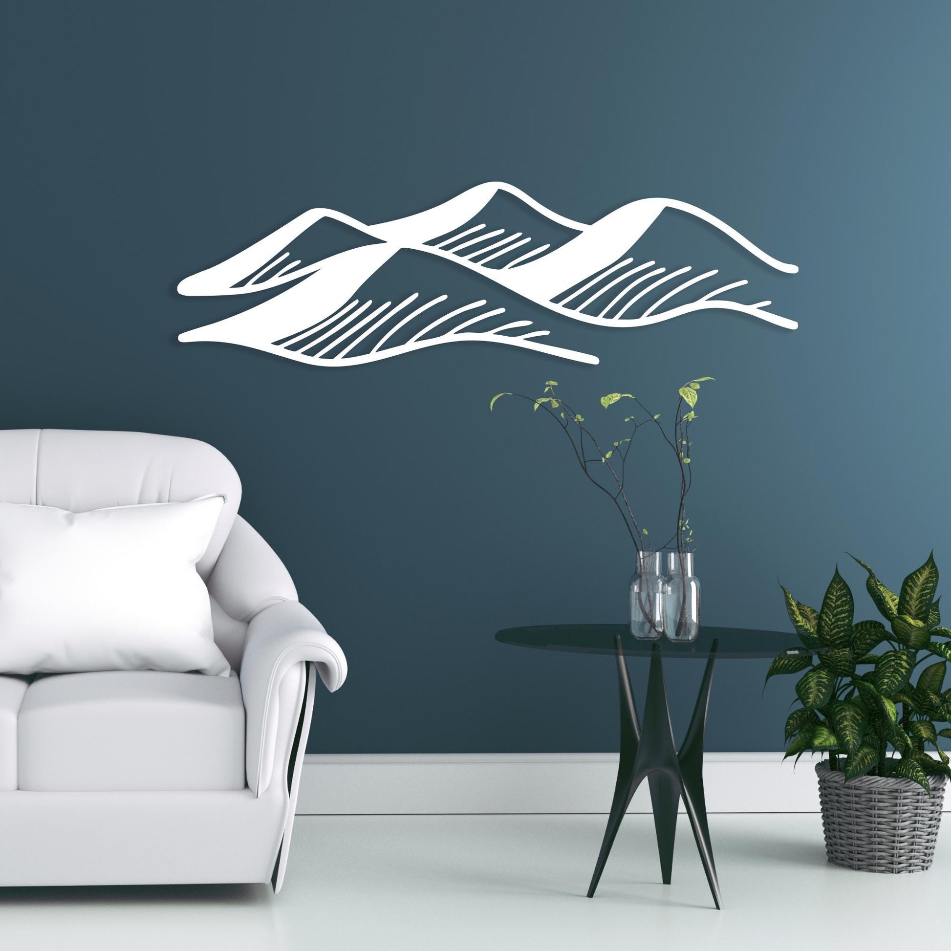 Minimalist Mountain Metal Wall Art, Modern Abstract Line Decor, Nature Inspired Hanging | Wallsignature
