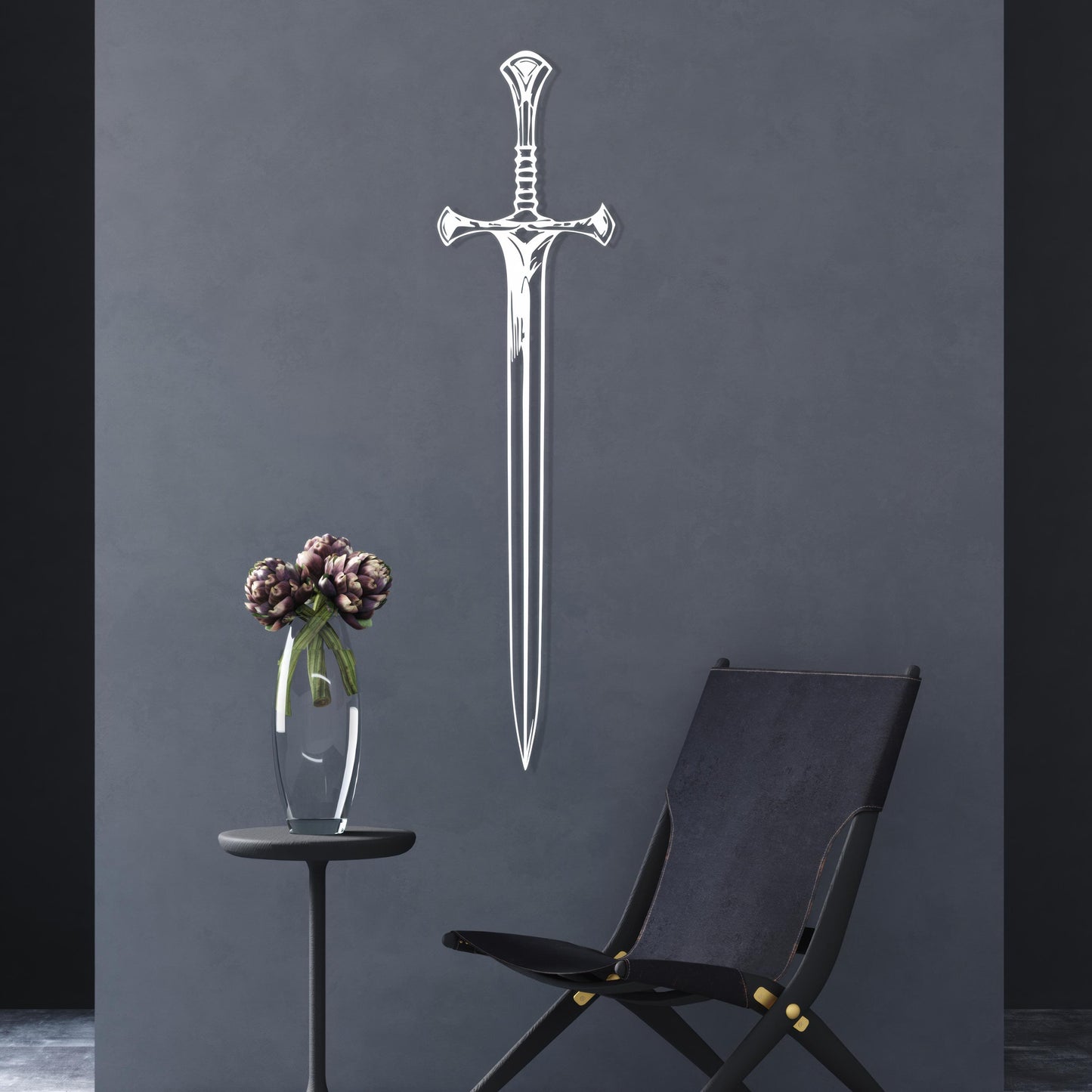 Large Metal Sword Wall Art | Medieval Fantasy Decor | Knight Weapon Sign | Man Cave Gift | Wallsignature