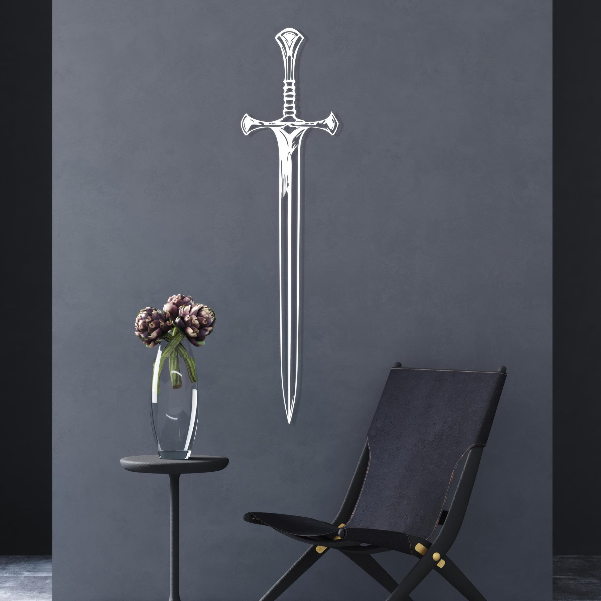 Large Metal Sword Wall Art | Medieval Fantasy Decor | Knight Weapon Sign | Man Cave Gift | Wallsignature