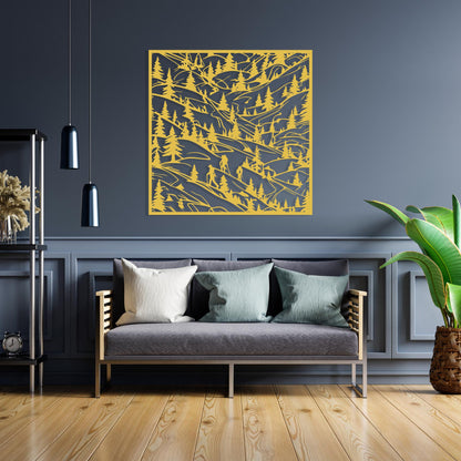 Pine Forest Metal Wall Art in a modern hallway