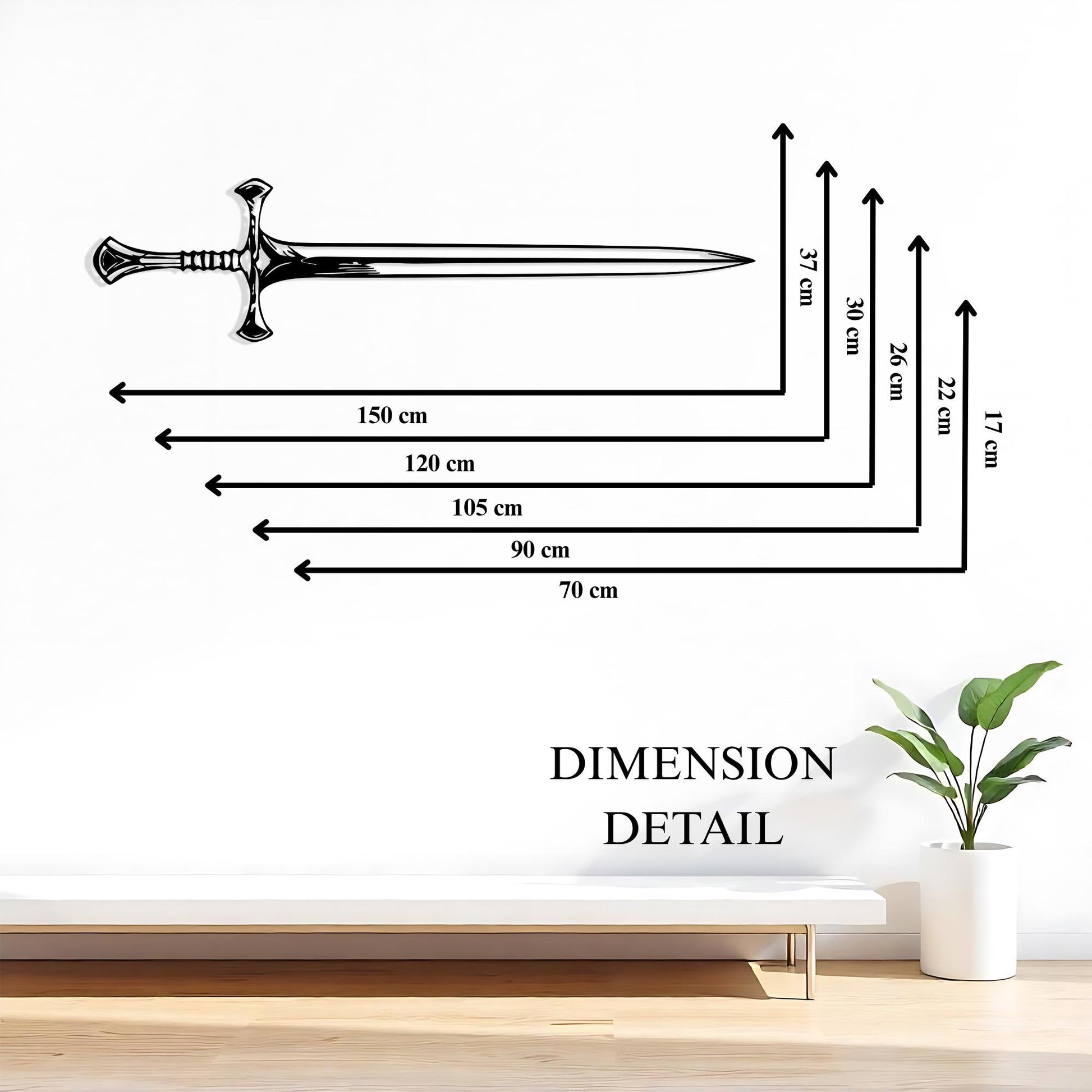 Steel Medieval Sword Wall Art detail of the metal edge