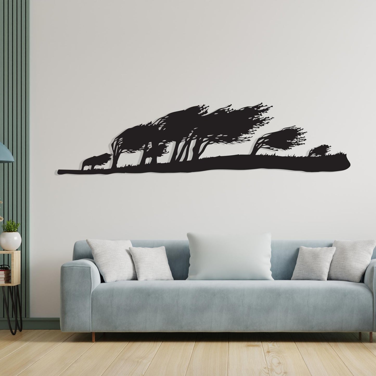 Wind Blown Metal Art Landscape for Rustic Home Decor, Minimalist Nature Scene Gift Her | Wallsignature