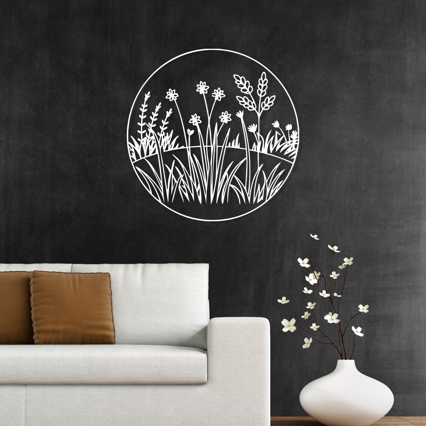 Floral Wheat Field Metal Wall Art Nature Inspired Decor, Minimalist Botanical Silhouette Gift Her | Wallsignature