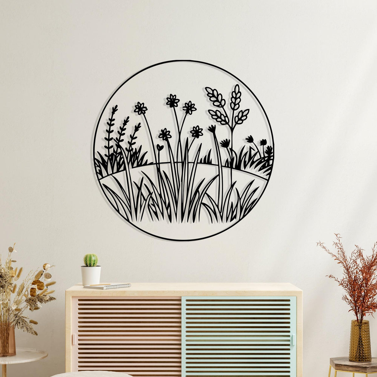 Floral Wheat Field Metal Wall Art Nature Inspired Decor bedroom interior styling