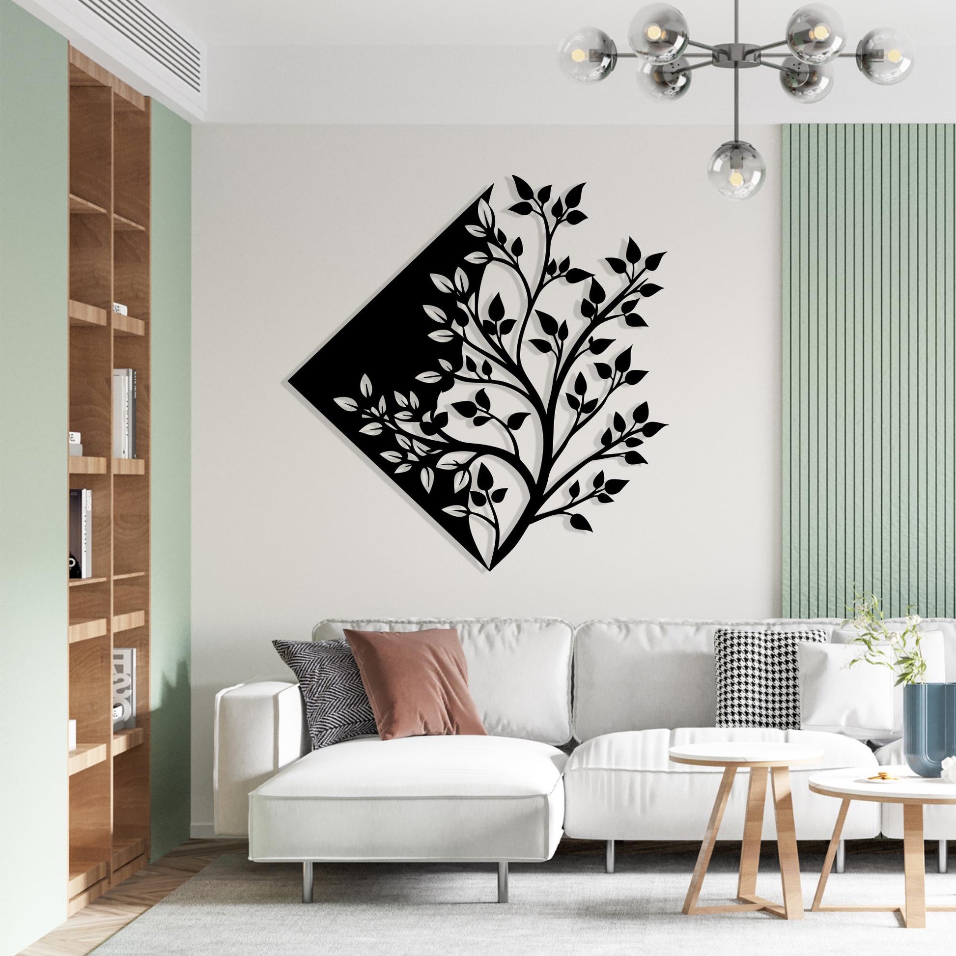 Geometric Tree Metal Wall Art, Modern Home Decor for Living Room, Gift for Her | Wallsignature