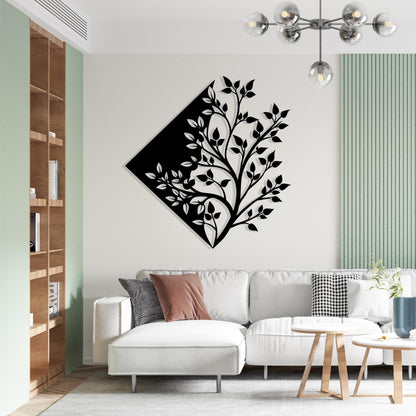 Geometric Tree Metal Wall Art close-up of the powder-coated finish