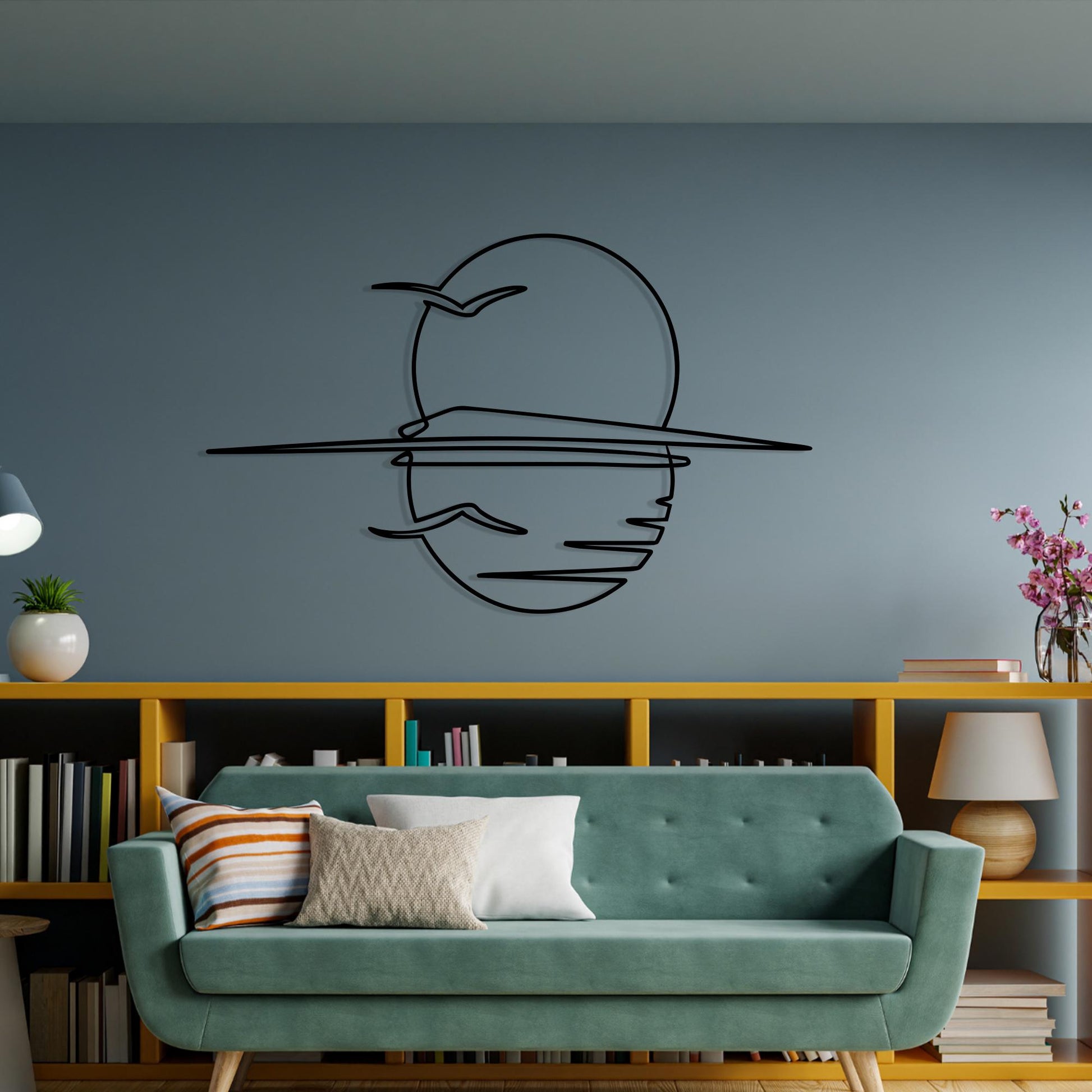 Metal Sunset Wall Art bedroom interior styling