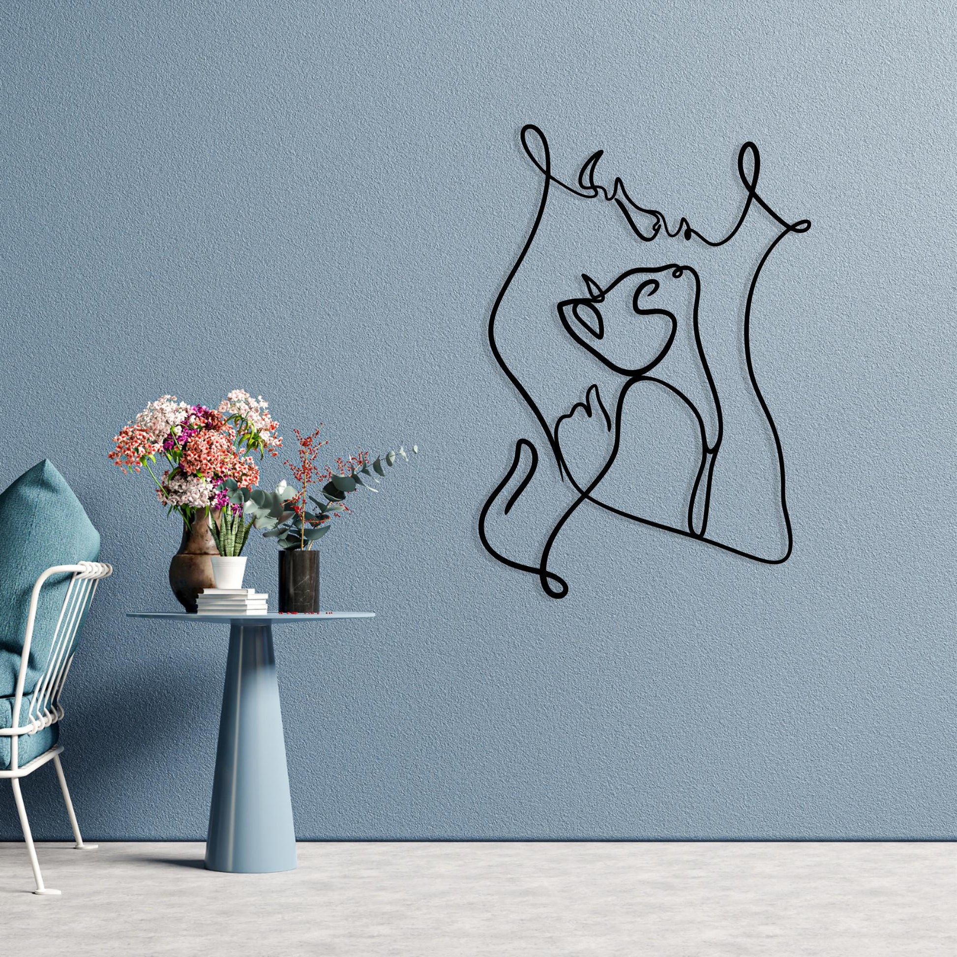 Woman and Cat Metal Wall Art colour options for the metal panel
