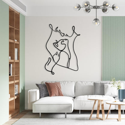 Woman and Cat Metal Wall Art – laser-cut steel wall decor