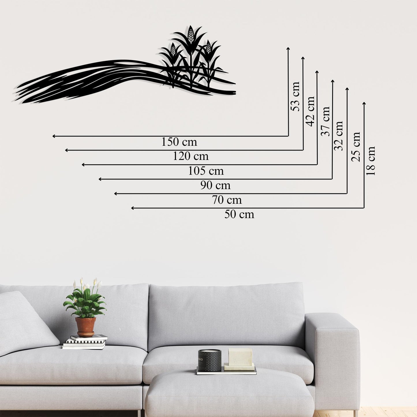 Cornfield Metal Wall Art for Farmhouse Kitchen Decor in a modern hallway