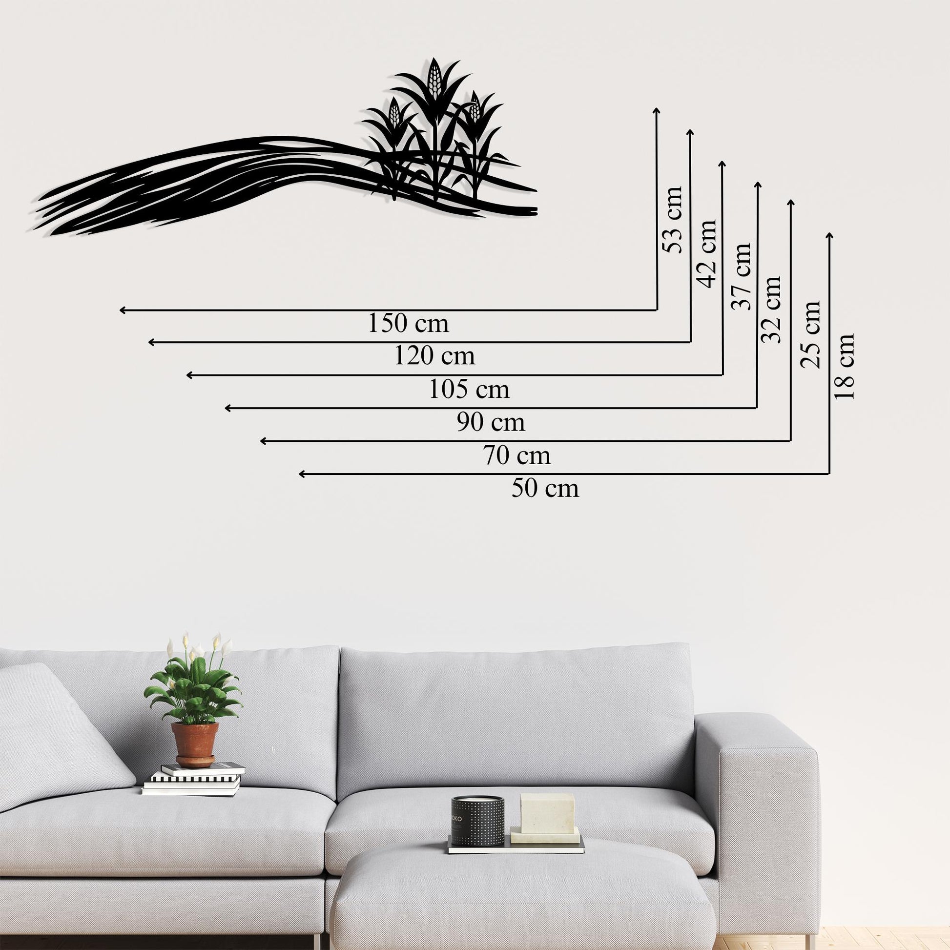 Cornfield Metal Wall Art for Farmhouse Kitchen Decor in a modern hallway