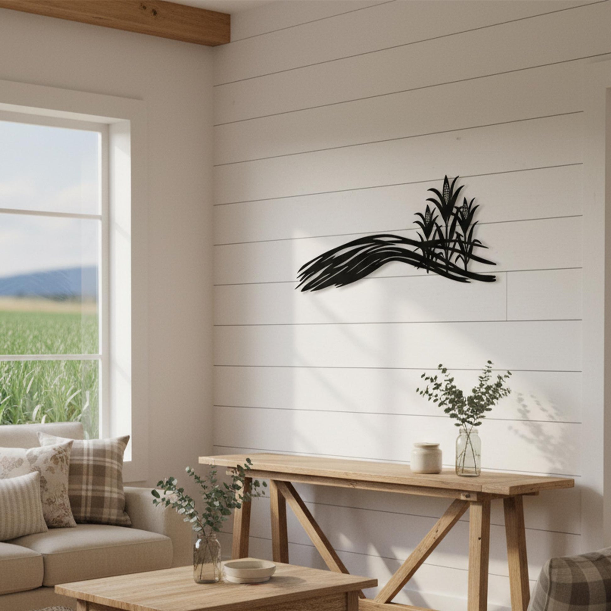 Cornfield Metal Wall Art for Farmhouse Kitchen Decor, Rustic Country Landscape Gift | Wallsignature