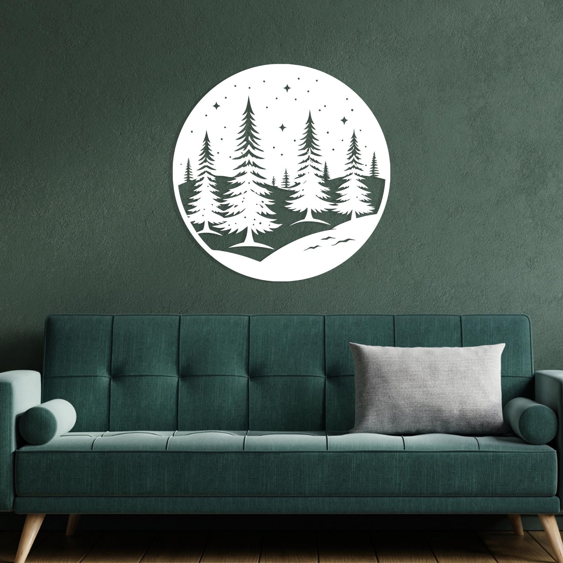 Pine Tree Metal Wall Art, Circle Forest Home Decor, Housewarming Gift | Wallsignature