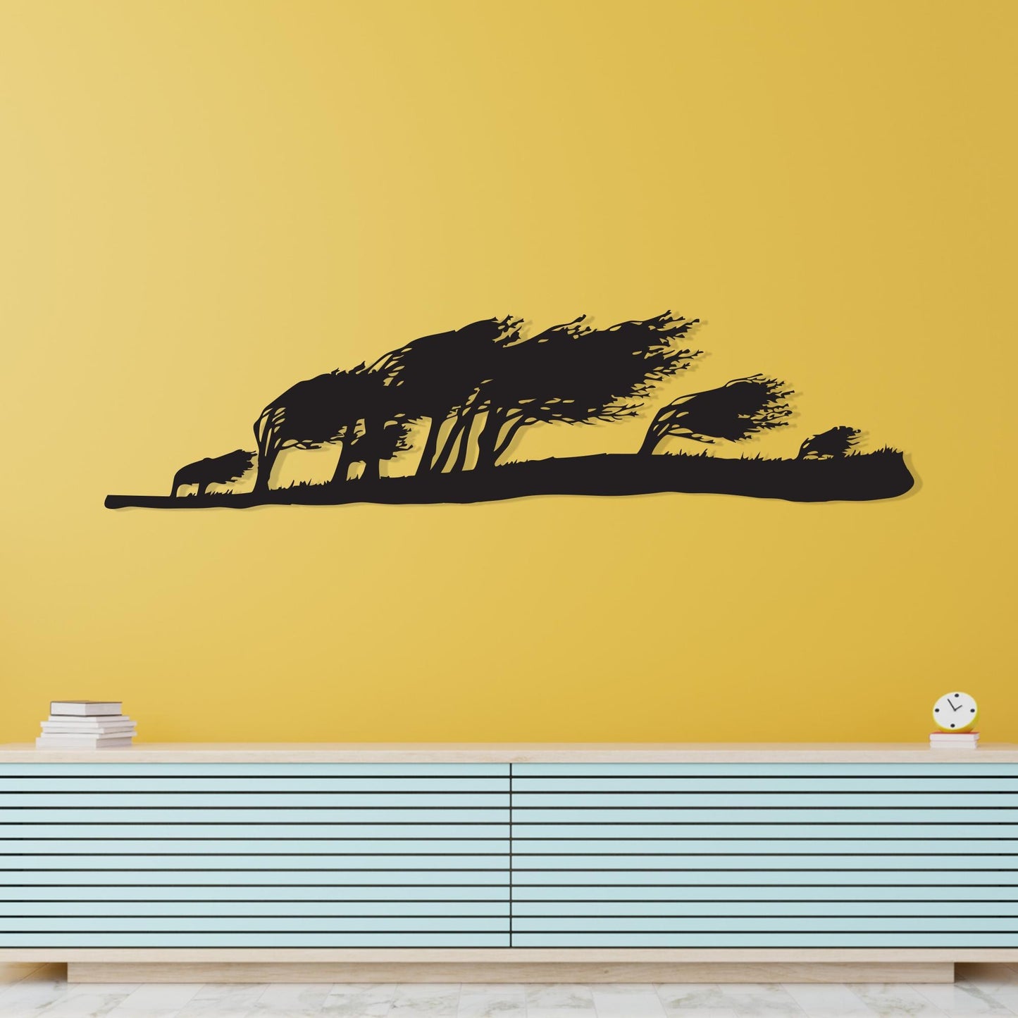 Wind Blown Metal Art Landscape for Rustic Home Decor, Minimalist Nature Scene Gift Her | Wallsignature