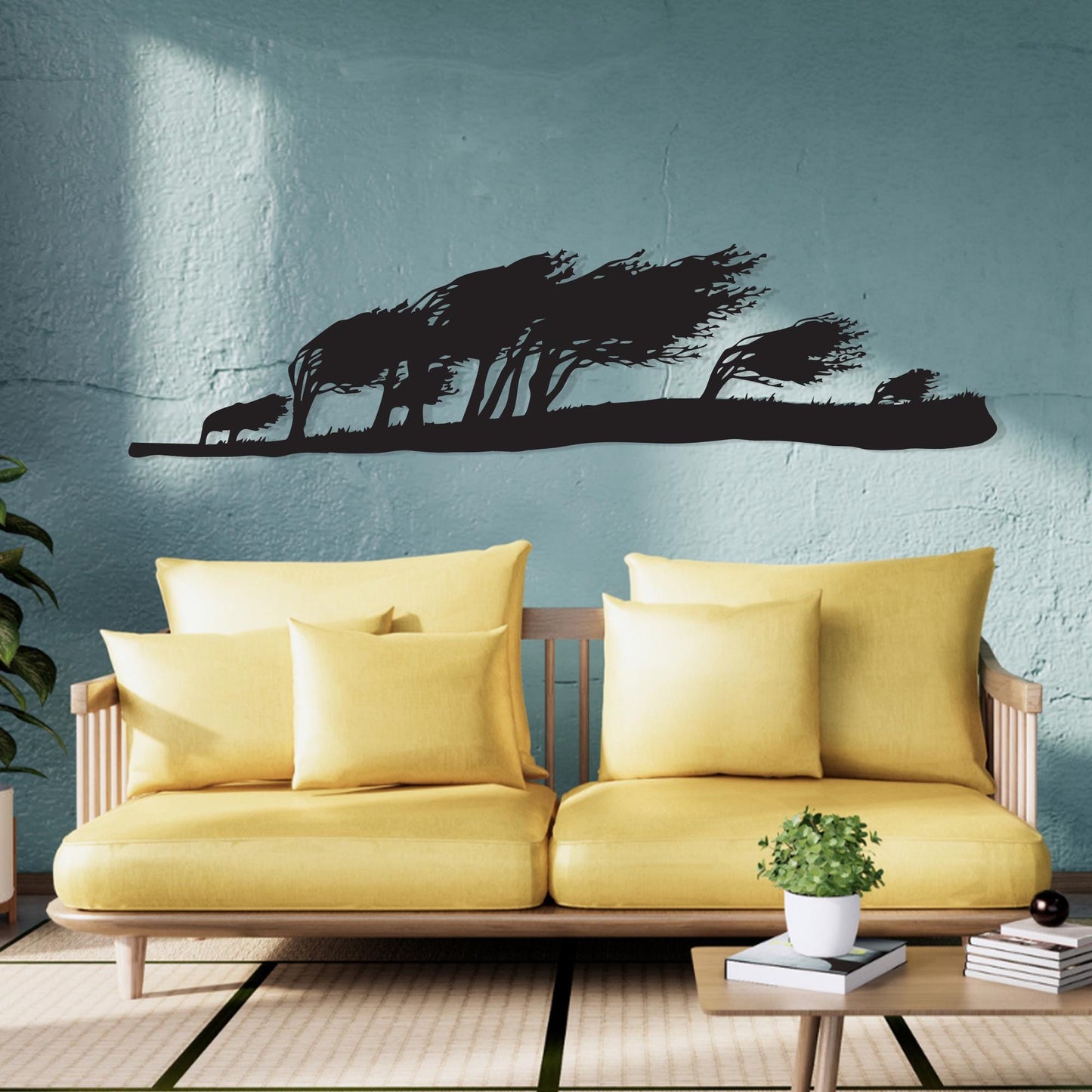 Wind Blown Metal Art Landscape for Rustic Home Decor, Minimalist Nature Scene Gift Her | Wallsignature
