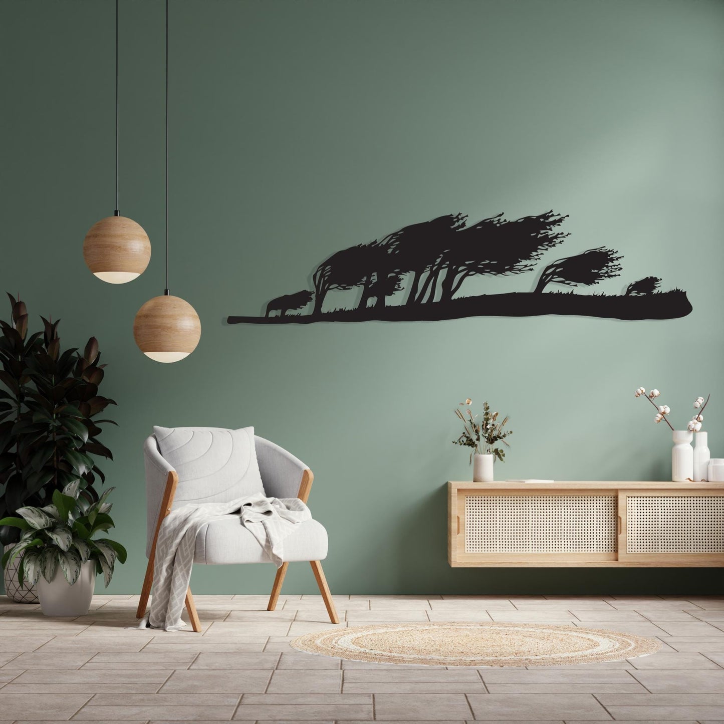 Wind Blown Metal Art Landscape for Rustic Home Decor, Minimalist Nature Scene Gift Her | Wallsignature