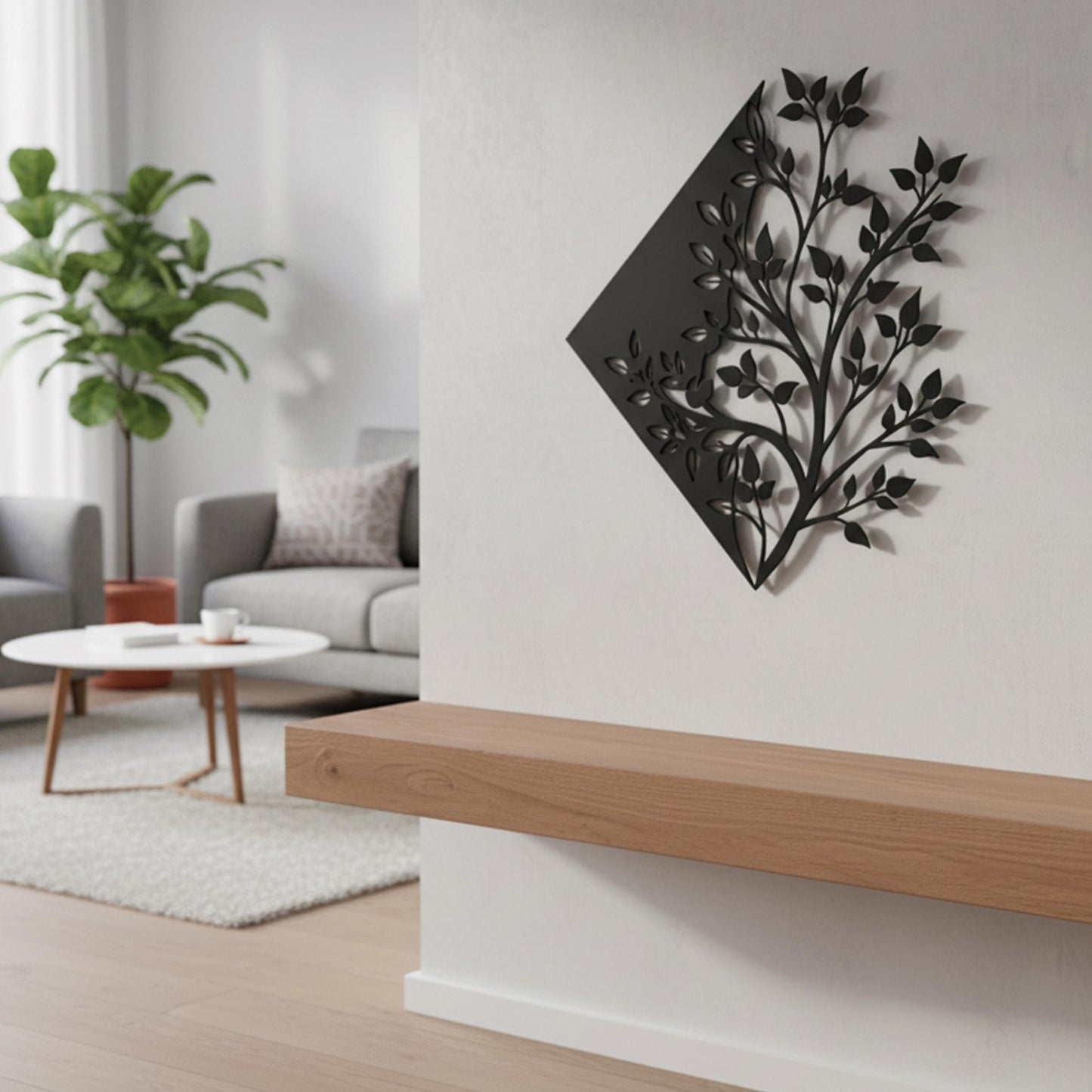 Geometric Tree Metal Wall Art, Modern Home Decor for Living Room, Gift for Her | Wallsignature