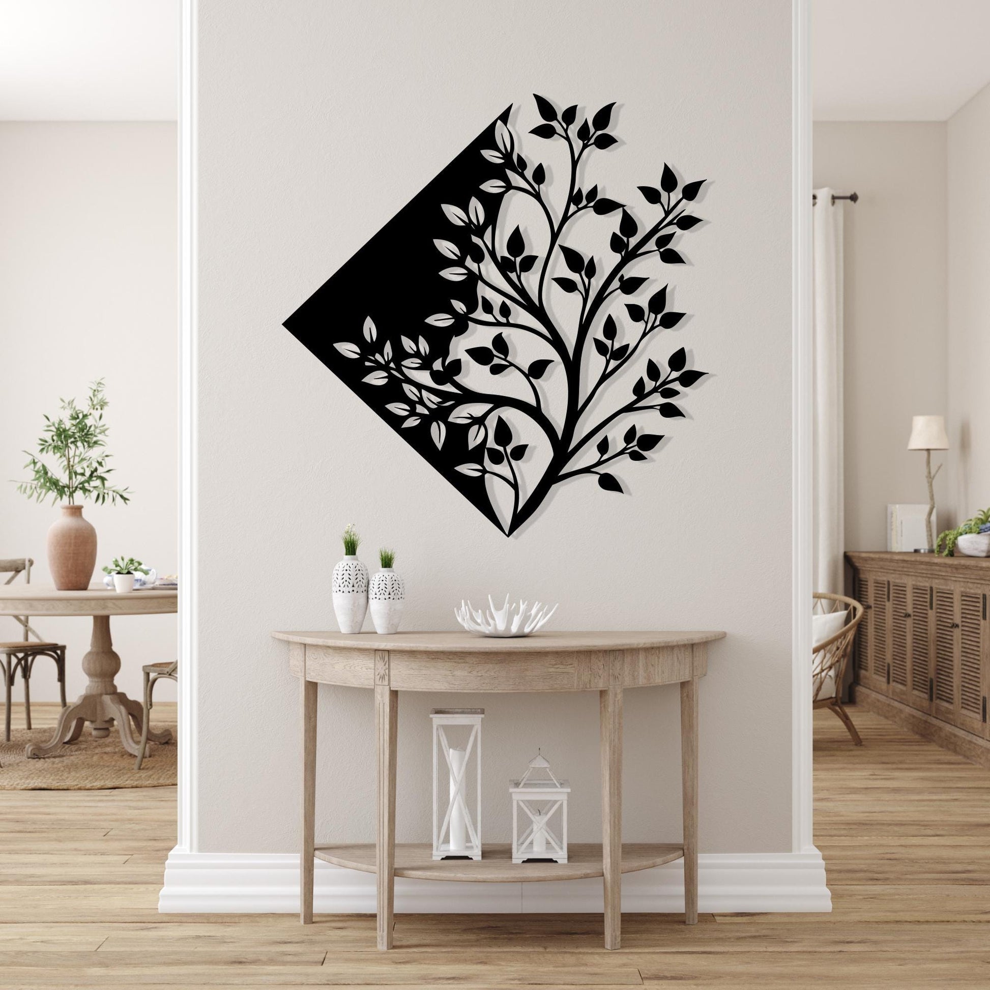 Geometric Tree Metal Wall Art, Modern Home Decor for Living Room, Gift for Her | Wallsignature