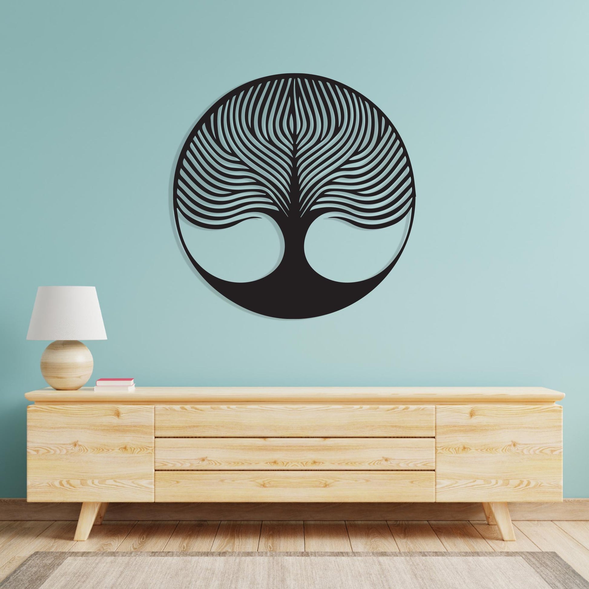 Modern Tree of Life, Round Metal Wall Art, Abstract Nature Sign, Family Gift | Wallsignature