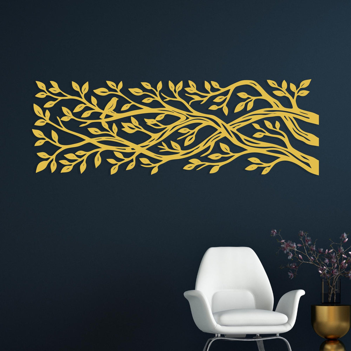 Metal Tree Branch Wall Art in a modern hallway