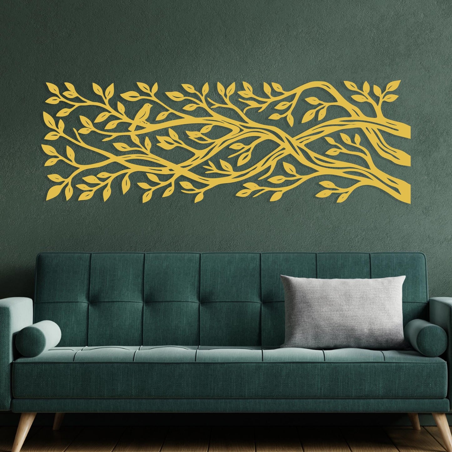 Metal Tree Branch Wall Art size guide with dimensions in cm and inches