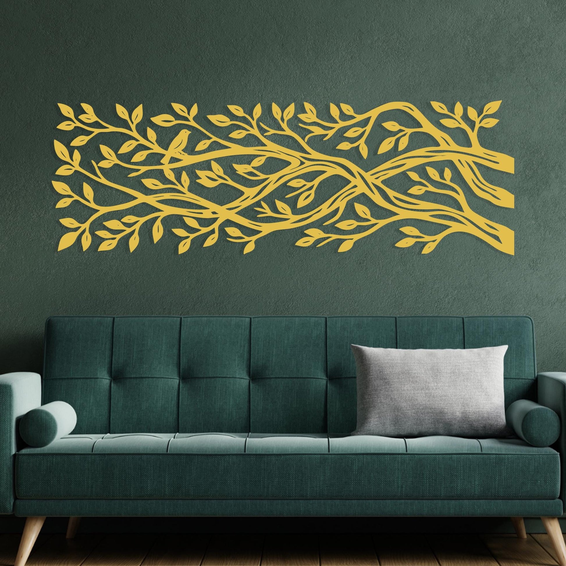 Metal Tree Branch Wall Art size guide with dimensions in cm and inches