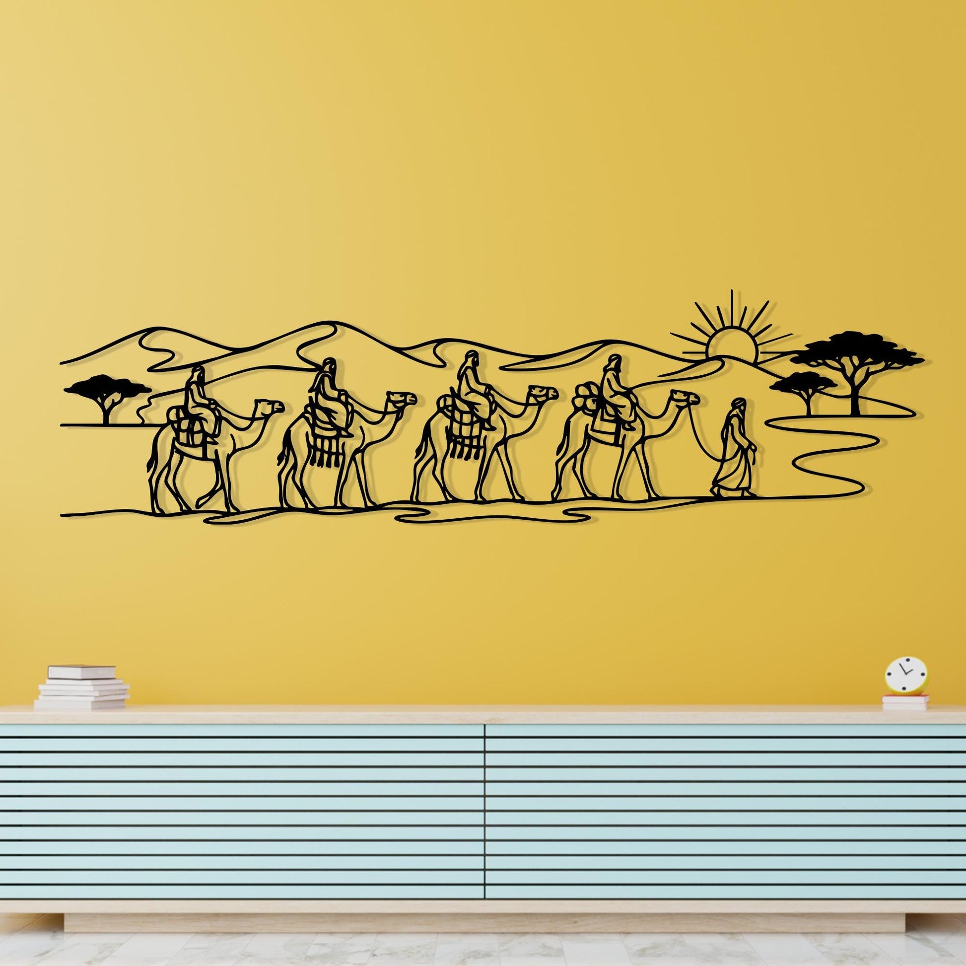 Camel Caravan Metal Wall Art, Desert Safari Decor, African Landscape Sign, Bedouin Gift | Wallsignature