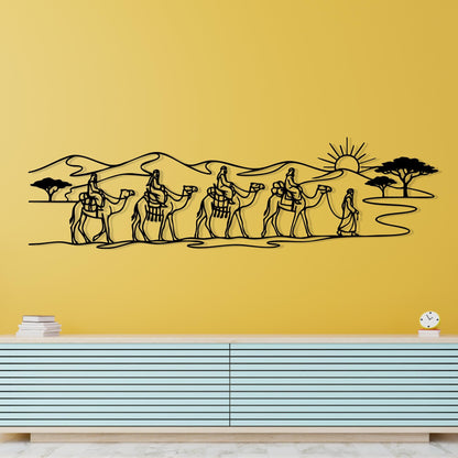 Camel Caravan Metal Wall Art close-up of the powder-coated finish