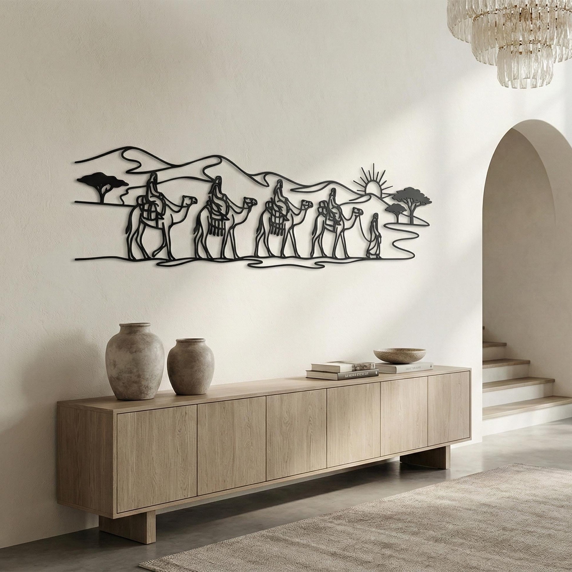 Camel Caravan Metal Wall Art, Desert Safari Decor, African Landscape Sign, Bedouin Gift | Wallsignature