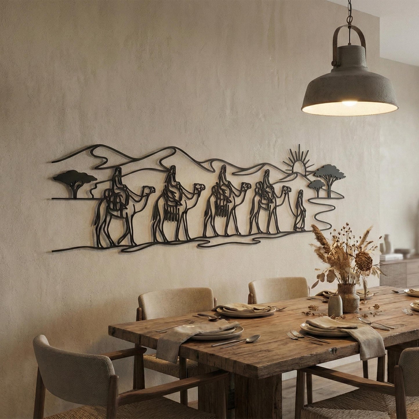 Camel Caravan Metal Wall Art, Desert Safari Decor, African Landscape Sign, Bedouin Gift | Wallsignature