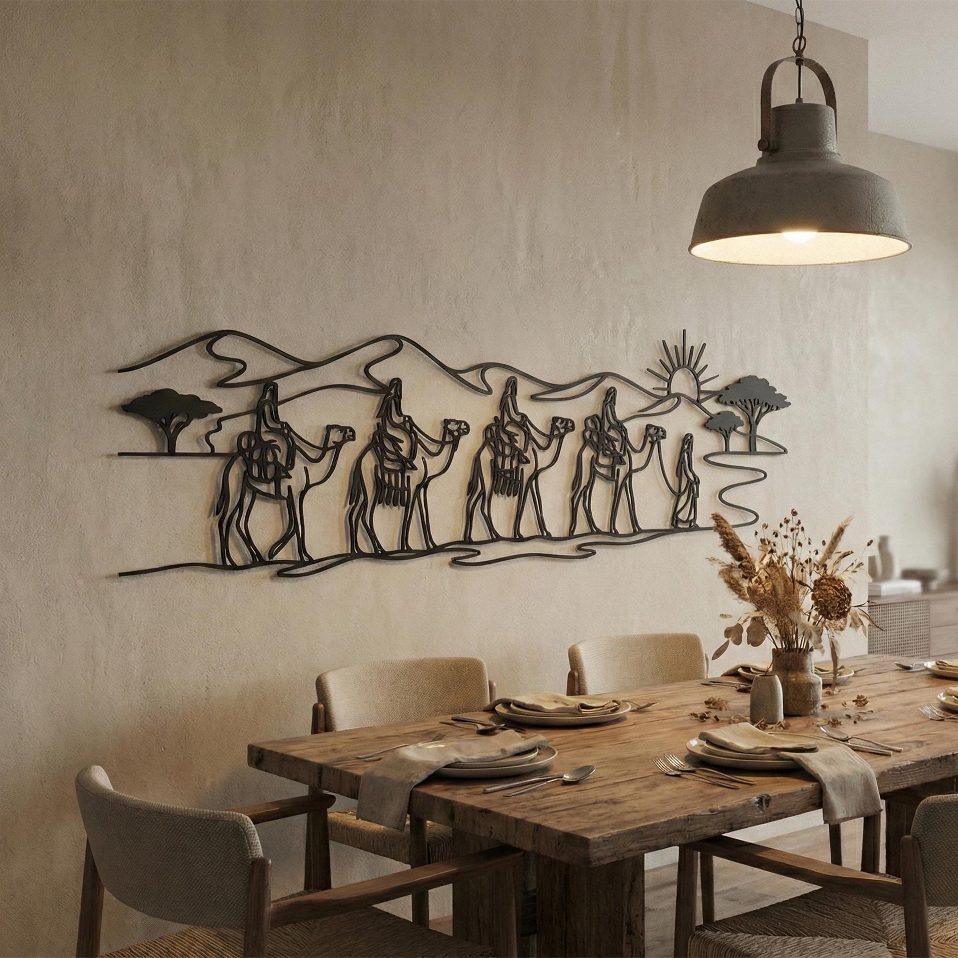 Camel Caravan Metal Wall Art, Desert Safari Decor, African Landscape Sign, Bedouin Gift | Wallsignature