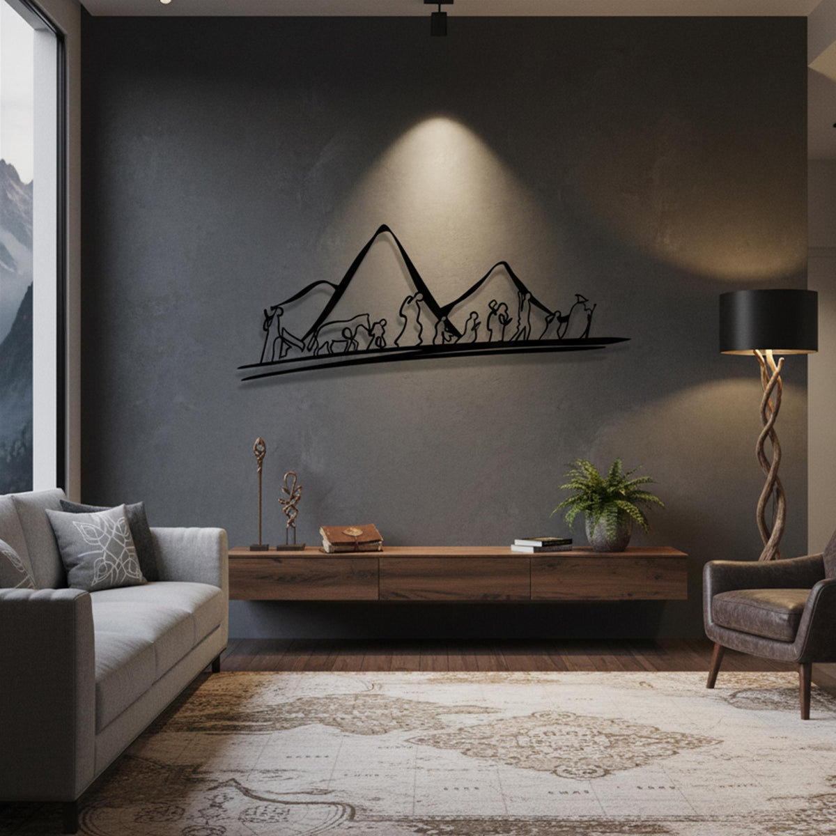 Fellowship of the Journey Metal Wall Art size guide with dimensions in cm and inches