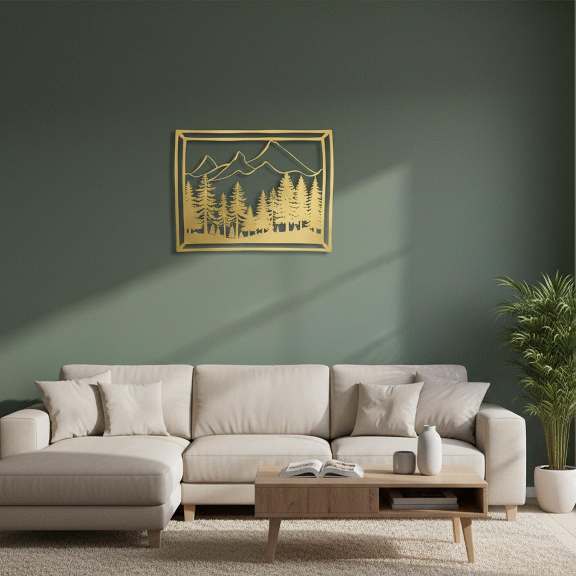 Mountain Forest Metal Wall Art, Rustic Cabin Decor, Housewarming | Wallsignature